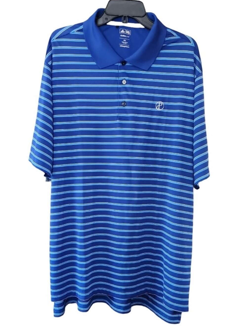 Adidas Golf Climalite Mens Blue Striped‎ Polo Shirt 2XL X22246 Performance Tee